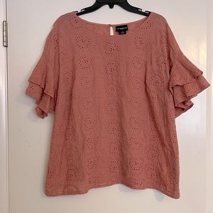 Liz Claiborne Salmon Floral Blouse - 1X